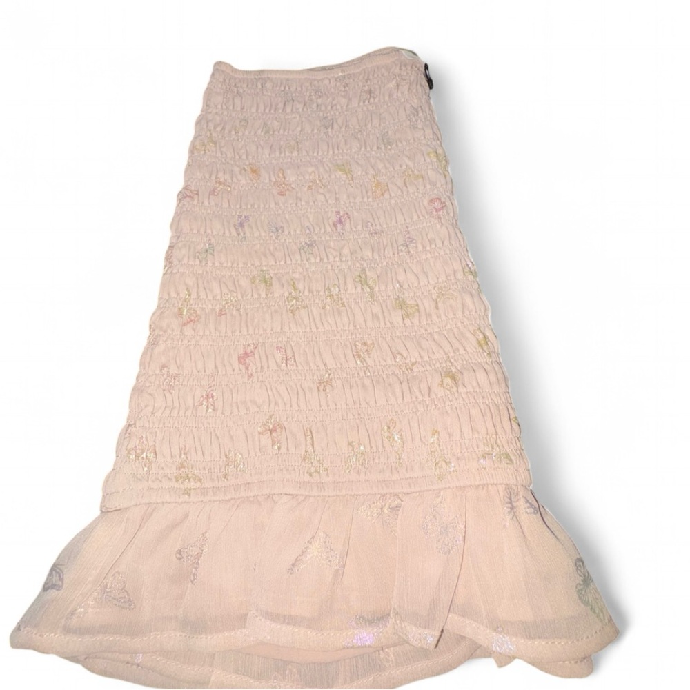 Le Lis Pale Pink Butterfly Print Mini Skirt with Ruffle Detail! - Picture 5 of 6